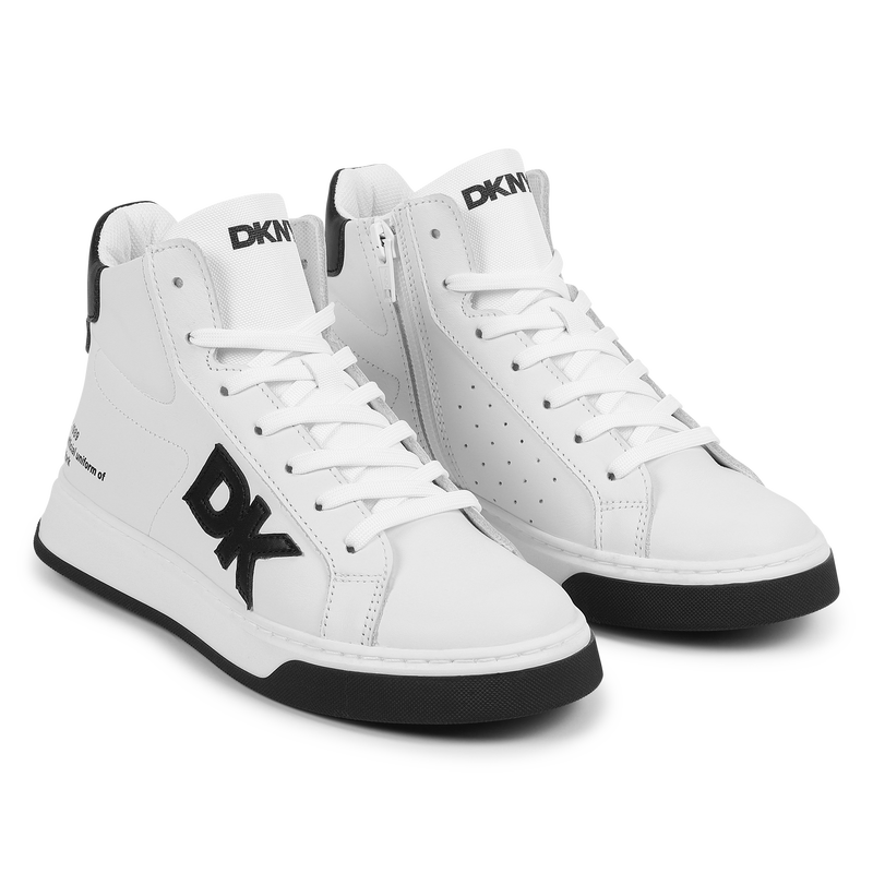 Lace-up leather trainers