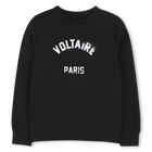 Round neck sweatshirt, BLACK, hi-res