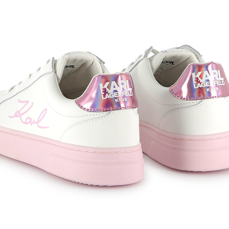 Lace-up leather trainers KARL LAGERFELD KIDS 
                        GIRL
