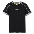 T-shirt with colourful stripes, BLACK, hi-res