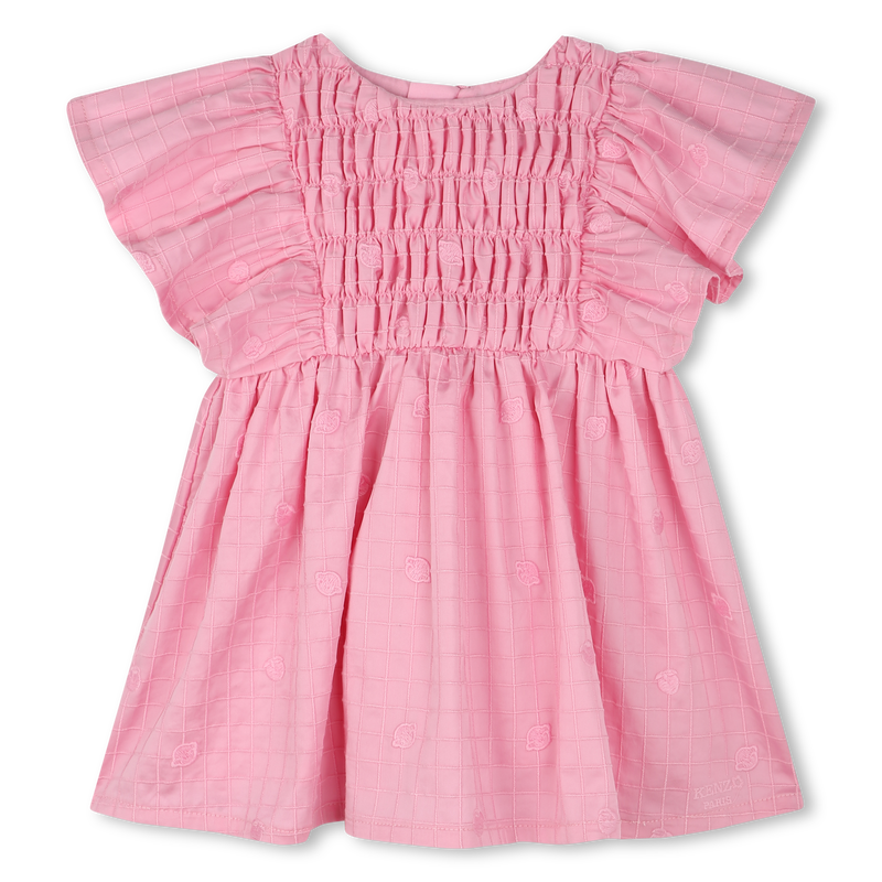 Cotton satin embroidered dress KENZO KIDS 
                        GIRL