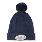 Fleece pompom knit hat, NAVY, hi-res