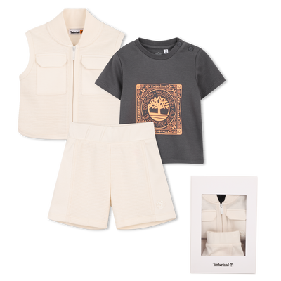CARDIGAN, T-SHIRT AND SHORTS SET TIMBERLAND BOY