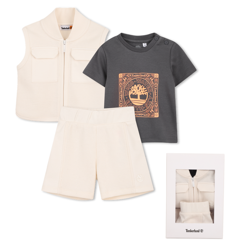 CARDIGAN, T-SHIRT AND SHORTS SET TIMBERLAND 
                        BOY