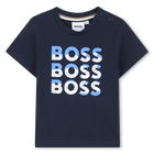 Short-sleeved T-shirt, NAVY, hi-res