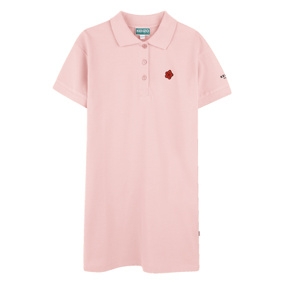 Polo collar dress with badge KENZO KIDS GIRL