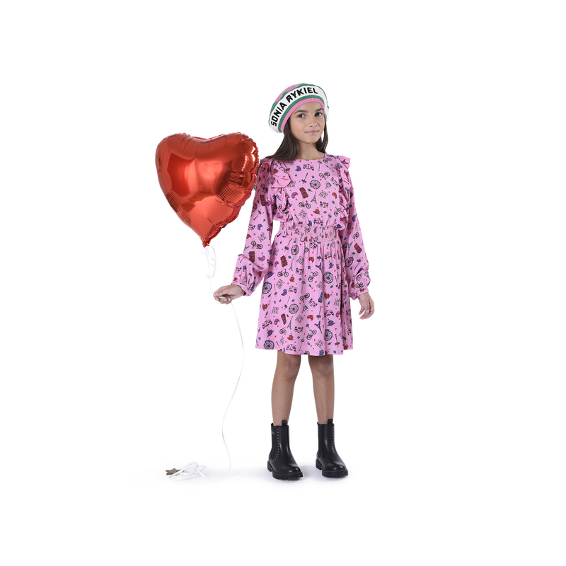 Frilled printed dress