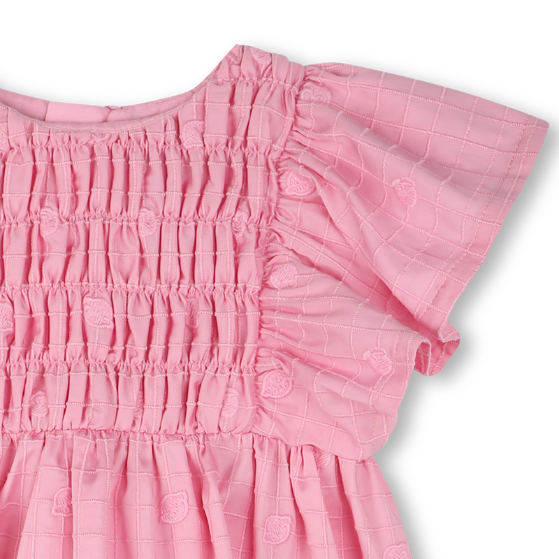 Cotton satin embroidered dress KENZO KIDS 
                        GIRL