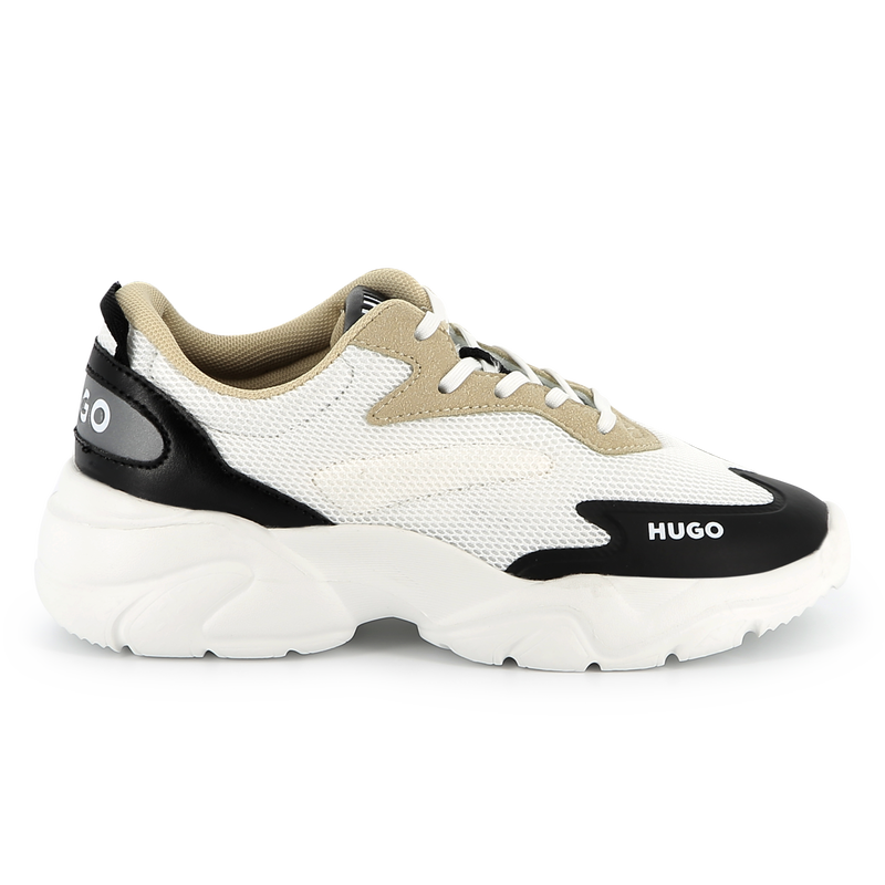 Bi-material lace-up trainers HUGO 
                        BOY