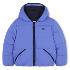 Water-repellent hooded down jacket, LAVENDER BLUE, hi-res