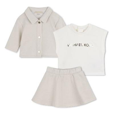 CARDIGAN, SKIRT AND T-SHIRT SET MICHAEL KORS GIRL