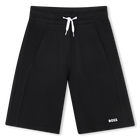 Plain fleece Bermuda shorts, BLACK, hi-res