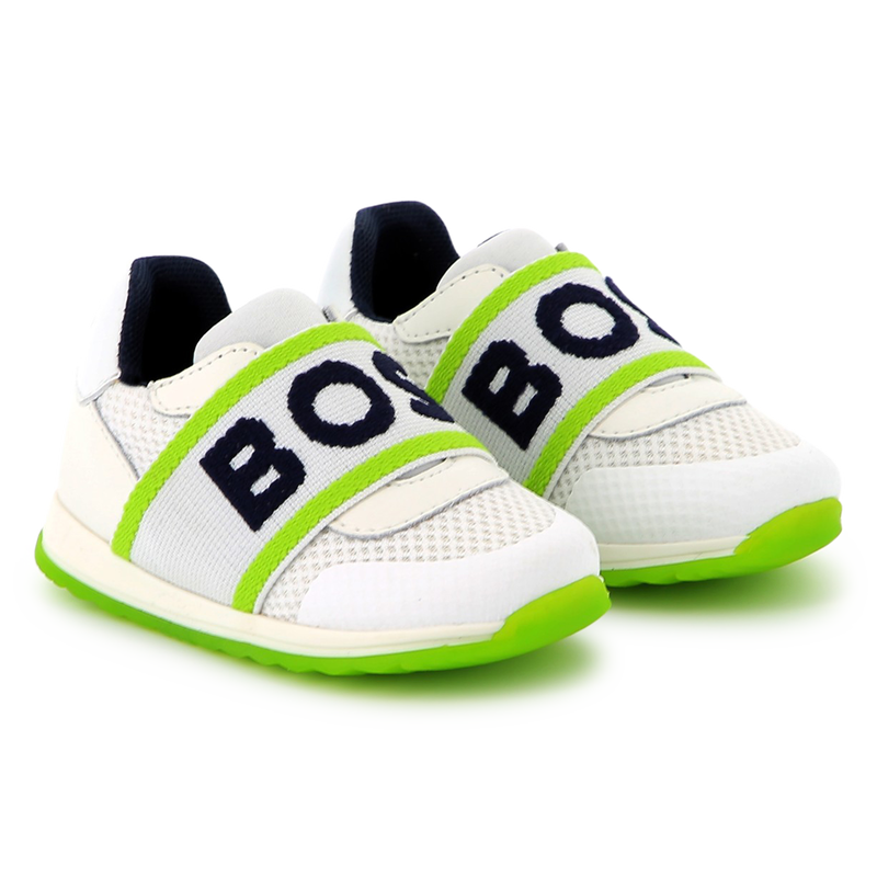 Leather and mesh trainers BOSS 
                        BOY