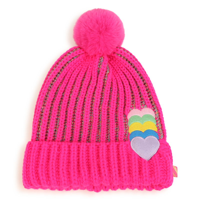 Striped beanie with hearts