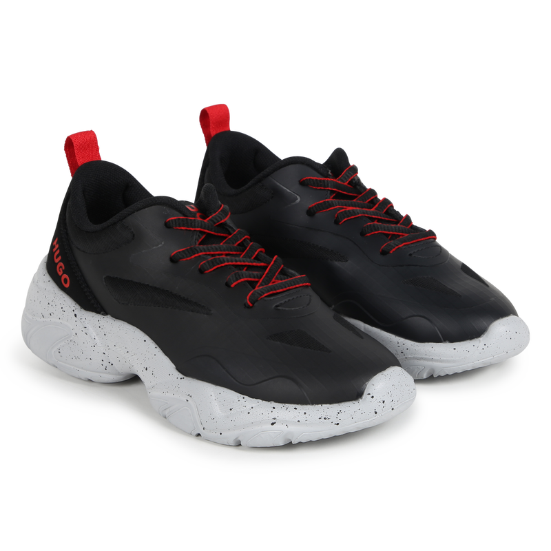 Multi-texture lace-up trainers HUGO 
                        BOY