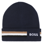 Knitted beanie, NAVY, hi-res