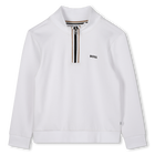 Zip-up stand-up sweatshirt, WHITE, hi-res