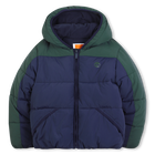 Water-repellent hooded down jacket, DARK GREEN, hi-res
