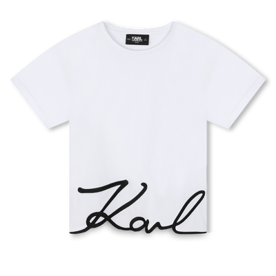 T-shirt with logo embroidery KARL LAGERFELD KIDS GIRL