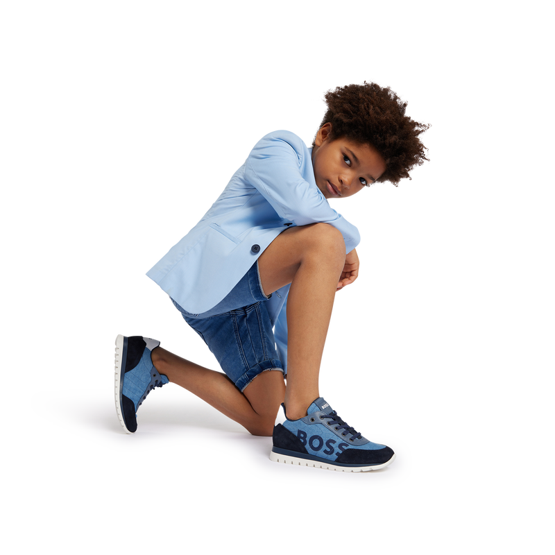 Multimaterial lace-up trainers