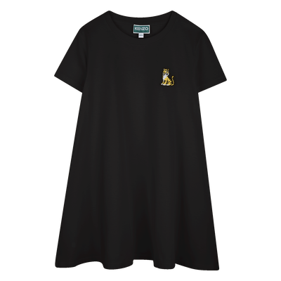 Embroidered badge flared dress KENZO KIDS GIRL