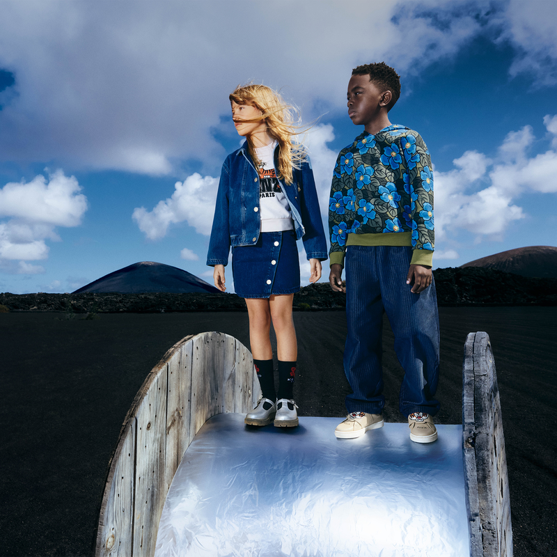 Asymmetrical denim skirt KENZO KIDS 
                        GIRL