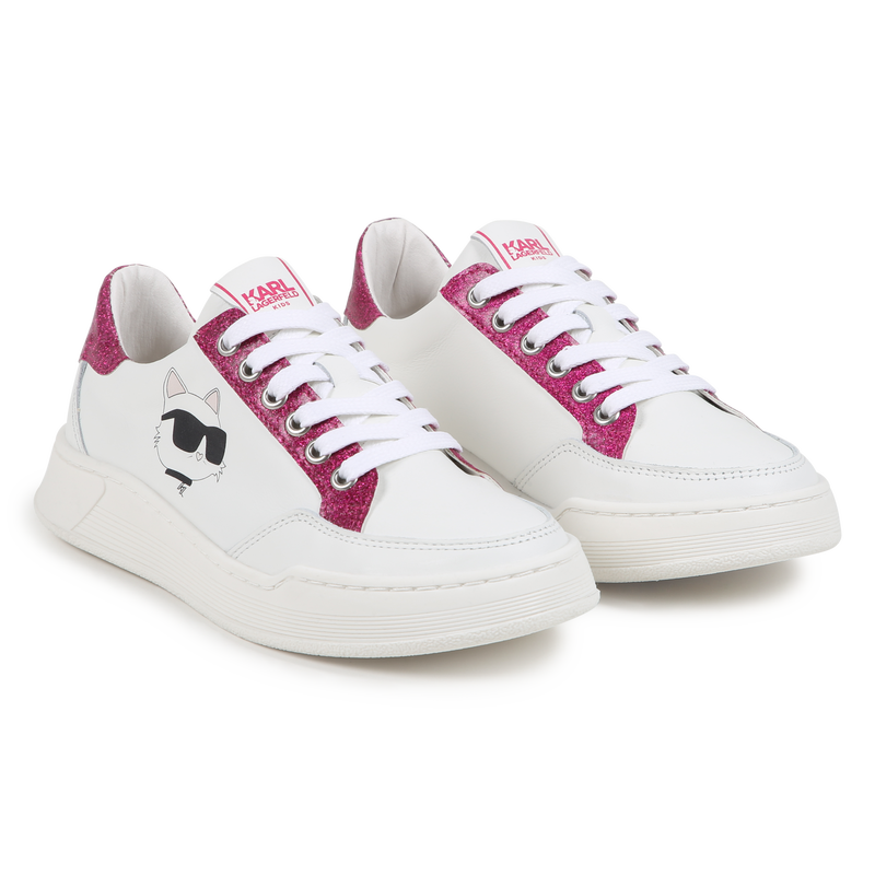 Leather lace-up trainers KARL LAGERFELD KIDS 
                        GIRL