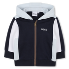 Hooded cardigan, NAVY, hi-res