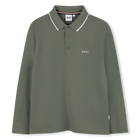 Long-sleeved polo shirt, GREEN, hi-res