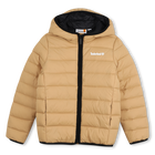 Down jacket with logo, STONE, hi-res