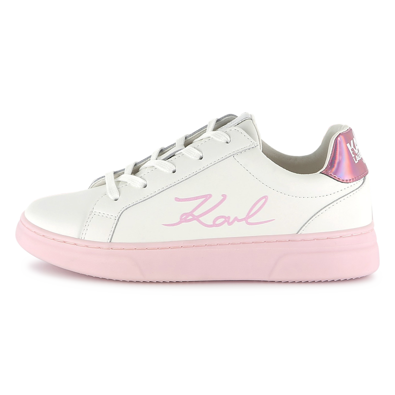 Lace-up leather trainers KARL LAGERFELD KIDS 
                        GIRL