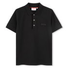 Short-sleeved piqu&eacute; polo shirt, BLACK, hi-res