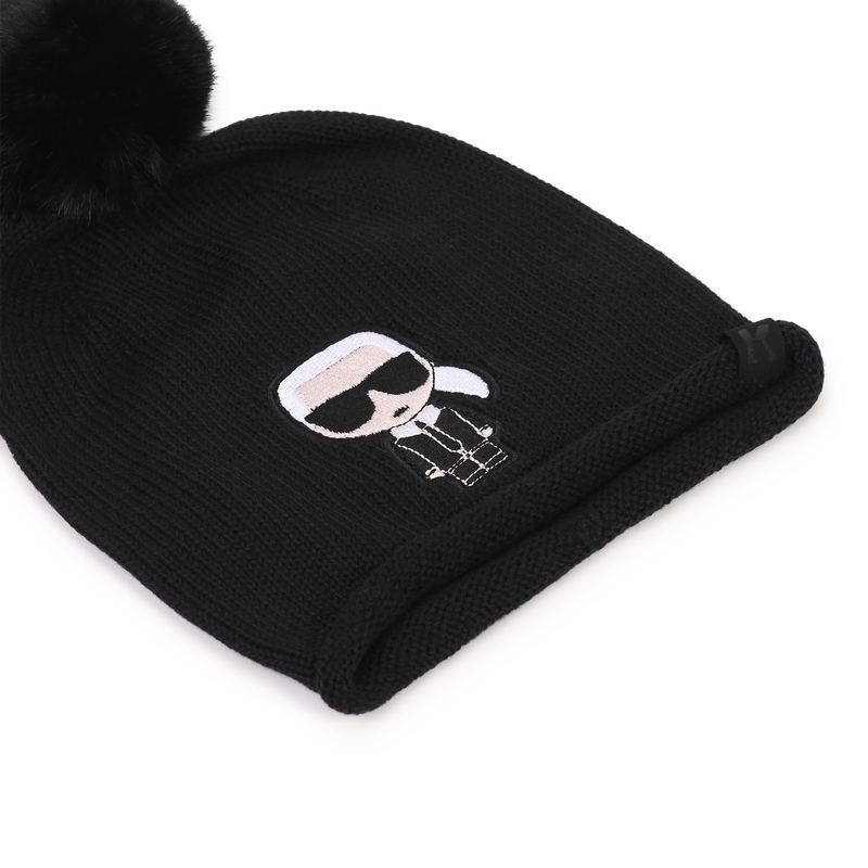 Pom-pom beanie KARL LAGERFELD KIDS 
                        GIRL