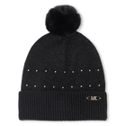 Knitted hat with pompom, BLACK, hi-res