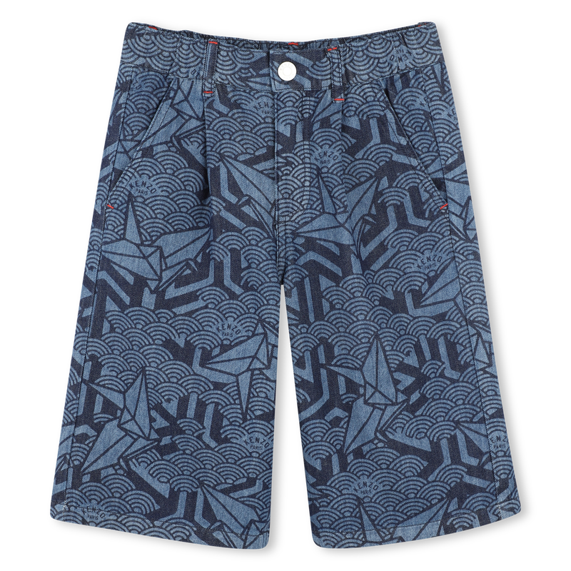 Printed denim Bermuda shorts KENZO KIDS 
                        BOY