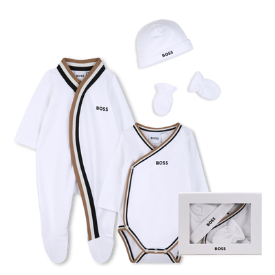 PYJAMA + BODYSUIT + BEANIE + MITTENS SET BOSS BOY