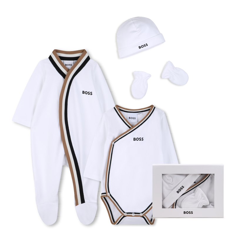 PYJAMA + BODYSUIT + BEANIE + MITTENS SET BOSS 
                        BOY
