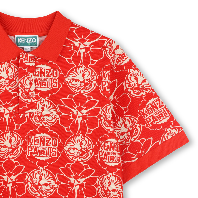 Printed cotton piqu&eacute; polo KENZO KIDS 
                        BOY