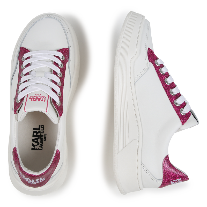 Leather lace-up trainers KARL LAGERFELD KIDS 
                        GIRL