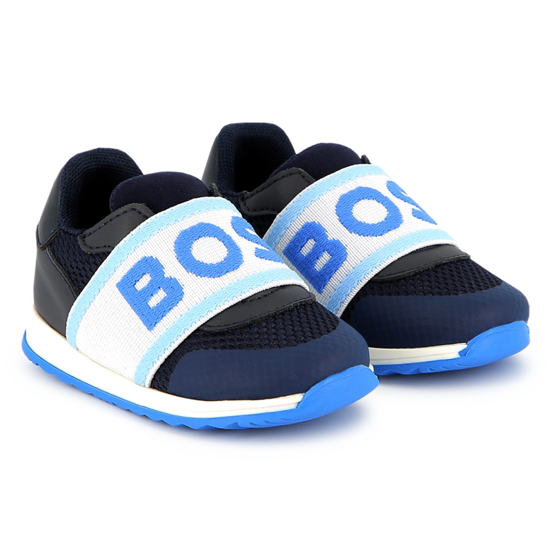 Leather and mesh trainers BOSS 
                        BOY