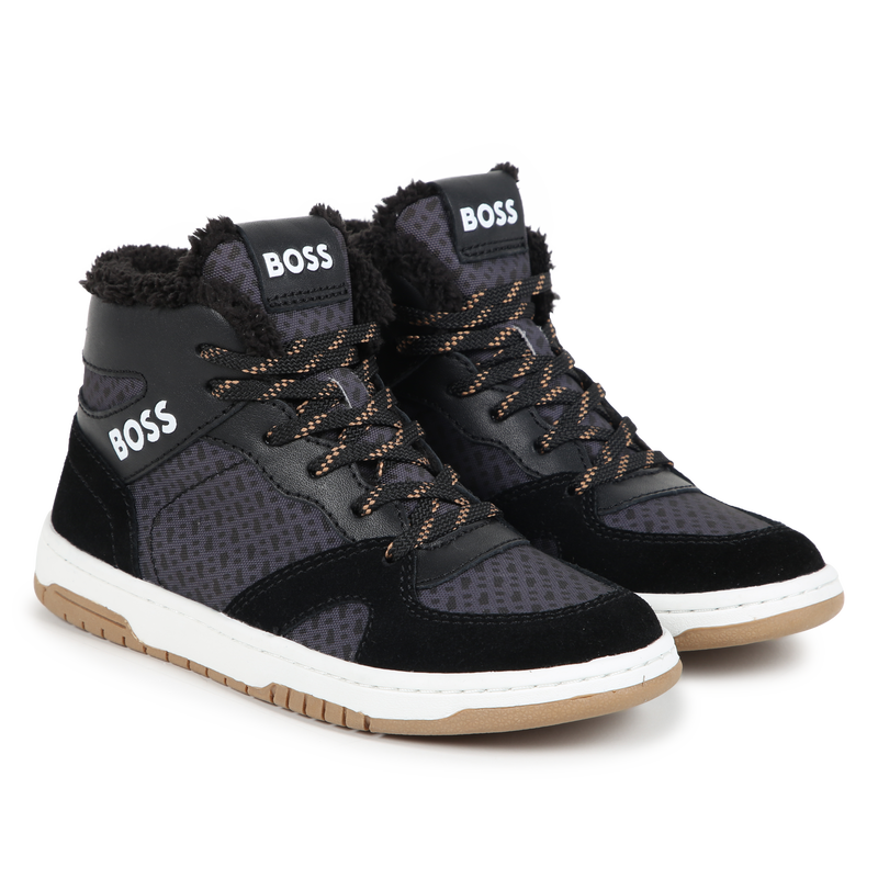 Lace-up trainers with leather BOSS 
                        BOY