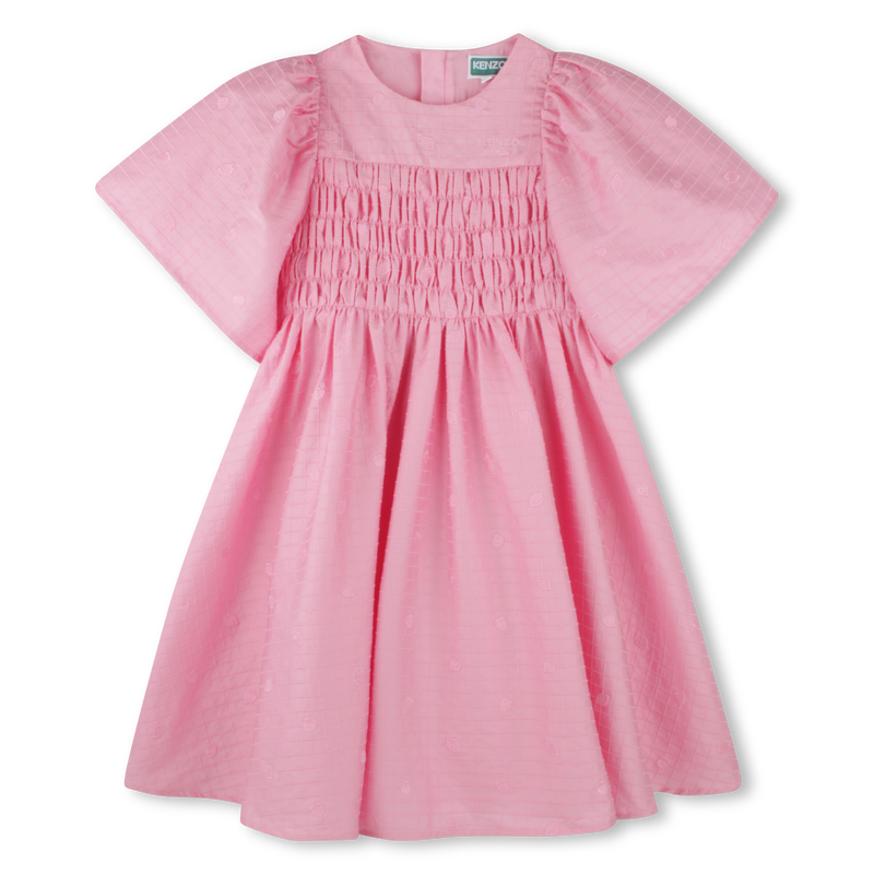 Embroidered cotton satin dress KENZO KIDS 
                        GIRL