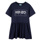 Logo print dress with ruffle KENZO KIDS 
                    GIRL