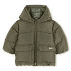 Hooded down jacket, GREEN, hi-res