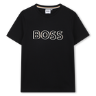 Short-sleeved cotton T-shirt, BLACK, hi-res