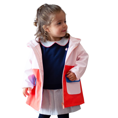 Tricoloured hooded raincoat CARREMENT BEAU GIRL
