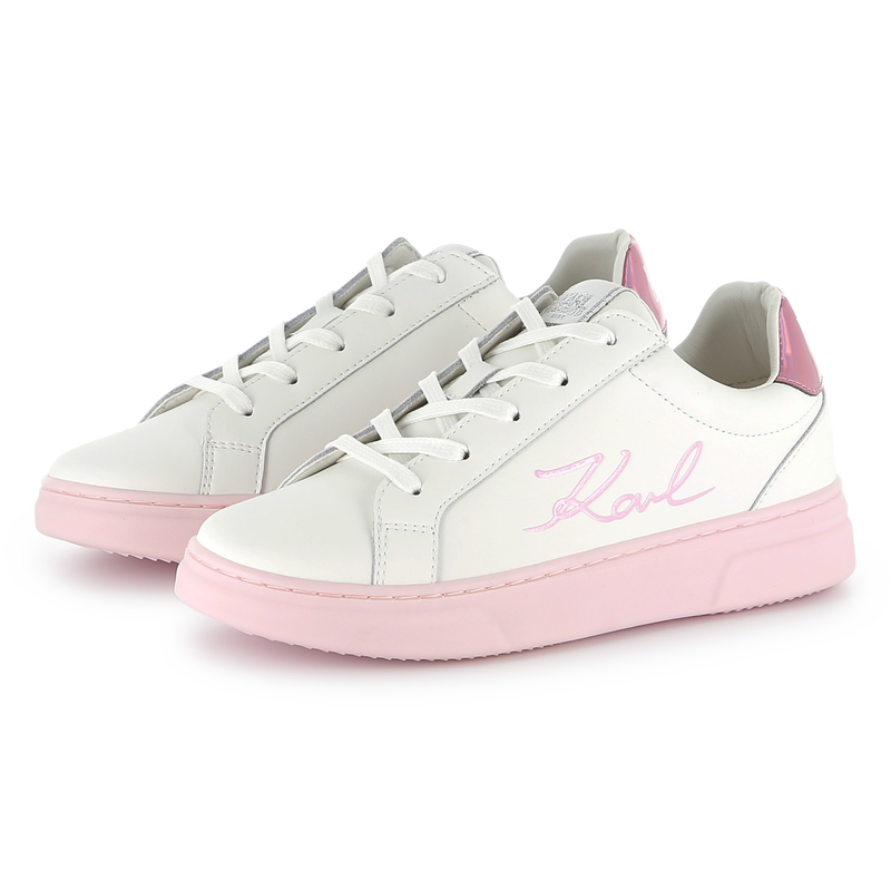 Lace-up leather trainers KARL LAGERFELD KIDS 
                        GIRL