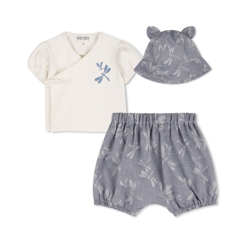 T-SHIRT, BUCKET HAT AND BIB SET KENZO KIDS 
                        GIRL