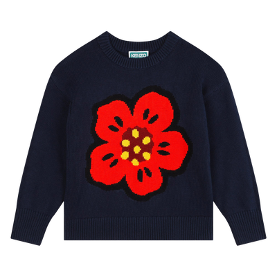 Knitted flower and logo jumper KENZO KIDS GIRL