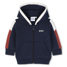 Hooded cardigan, NAVY, hi-res